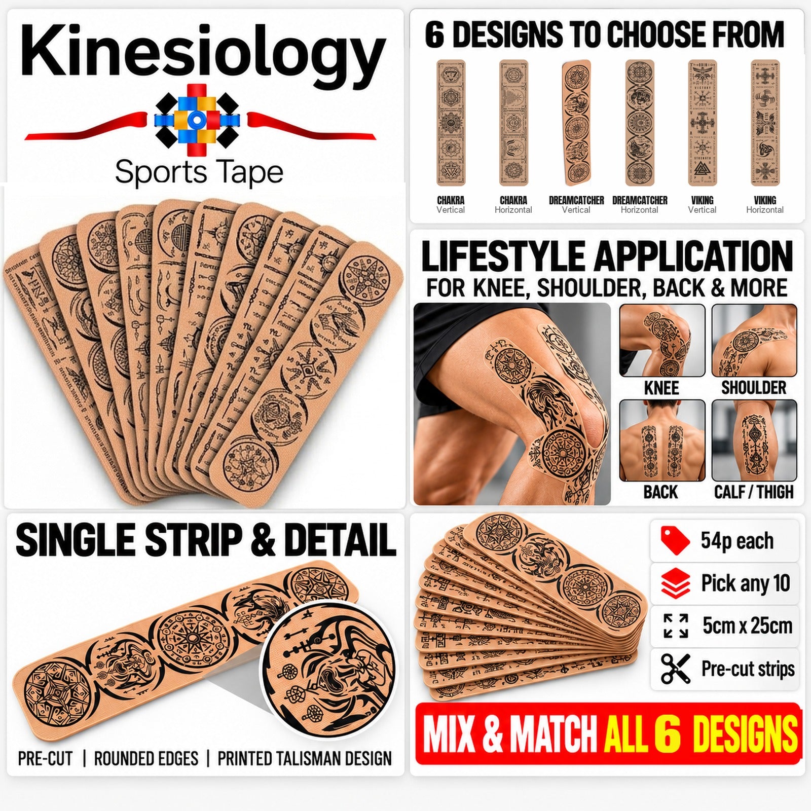 Mix & Match Beige Talisman Tape Strips — Pick Any 10