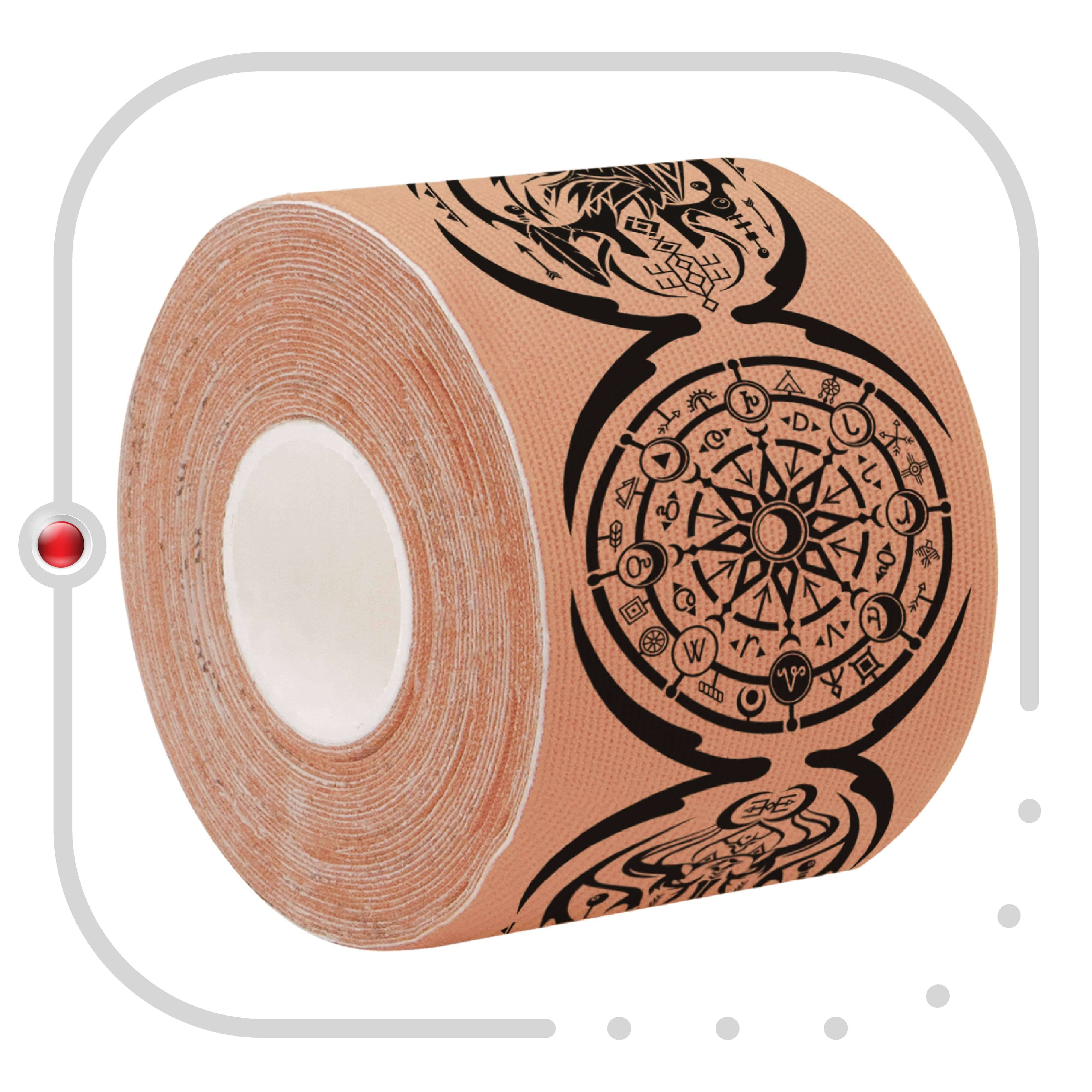 Kinesiology Sports Tape Health & Fitness Beige Kinesiology Tape Pre Cut with Dispenser - Talisman - Dreamcatcher - Vertical Design