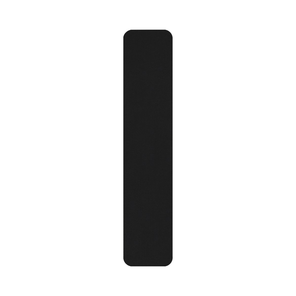 Black pre-cut kinesiology tape strip, 25cm by 5cm, rounded corners