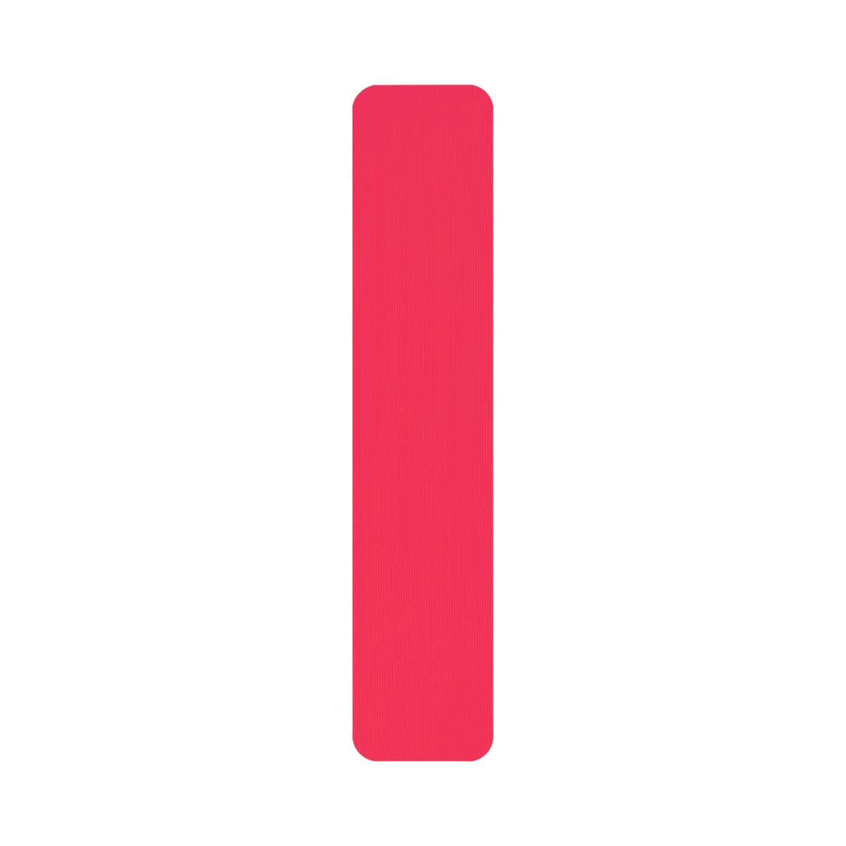 Pink pre-cut kinesiology tape strip, 25cm by 5cm, rounded corners