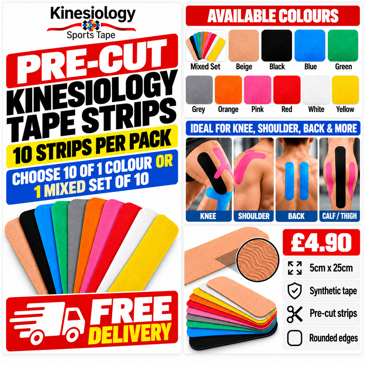 Mix & Match Colour Tape Strips — Pick Any 10